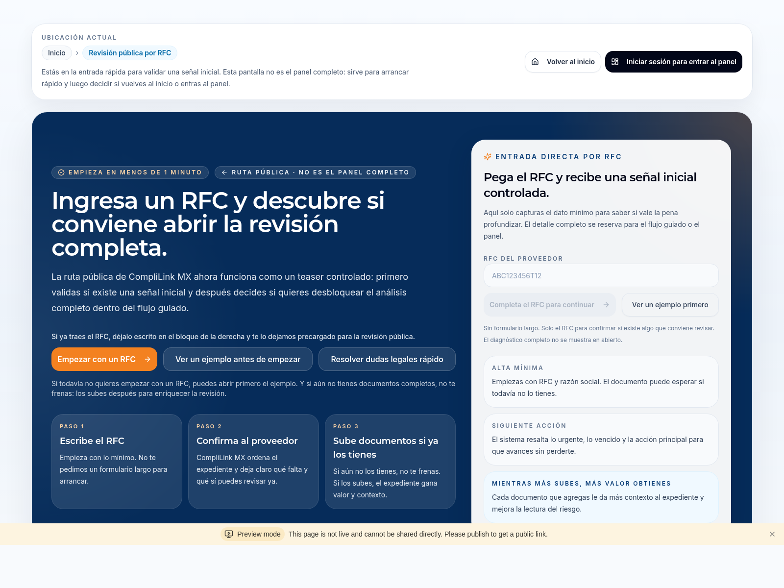 Captura real del flujo de alta por RFC en CompliLink MX